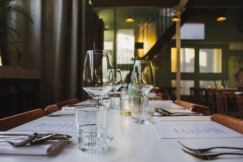 Restaurant dining table representing tip calculation and mental math