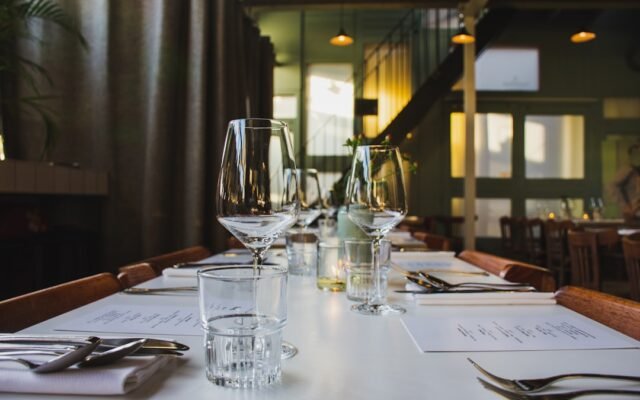 Restaurant dining table representing tip calculation and mental math