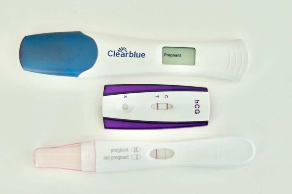 Positive pregnancy tests representing early signs of pregnancy