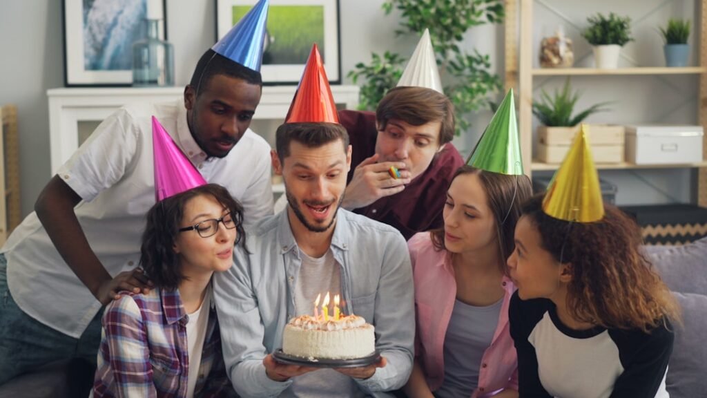 Family celebrating together representing calculating the exact age gap between two people