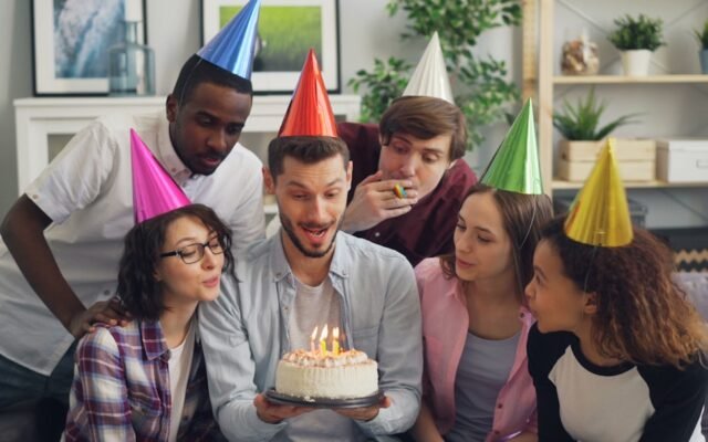 Family celebrating together representing calculating the exact age gap between two people