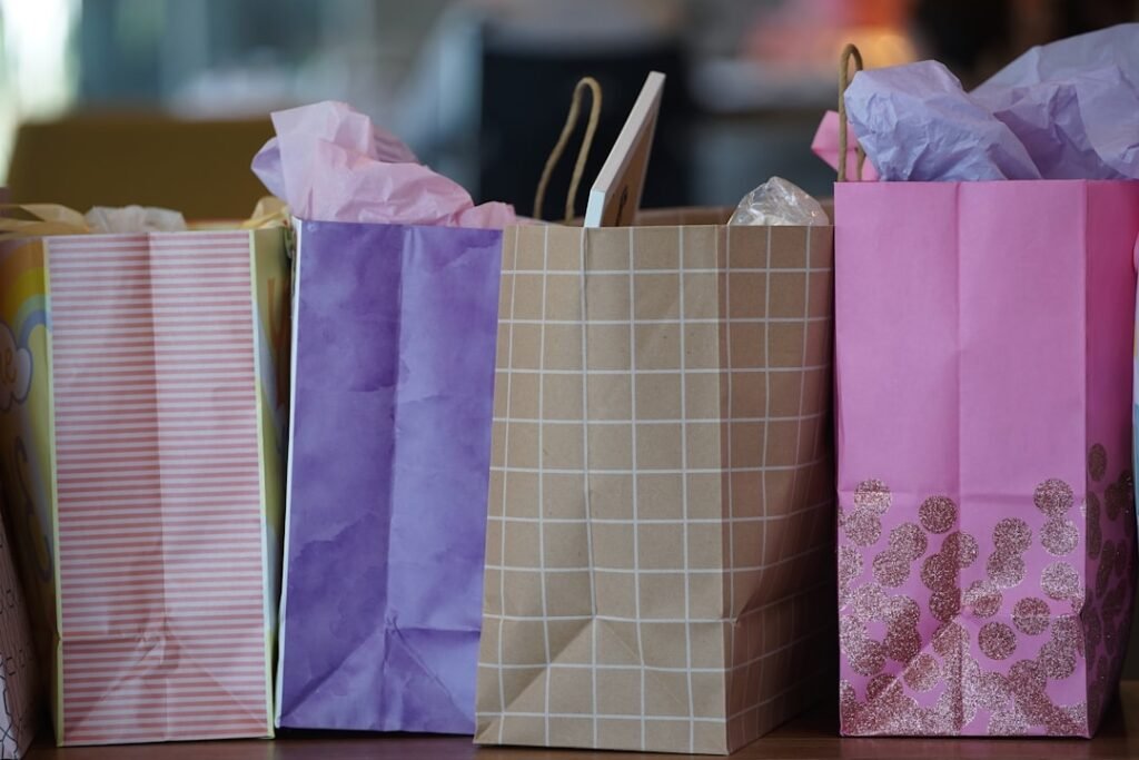 Shopping bags representing mistakes people make calculating stacked discounts